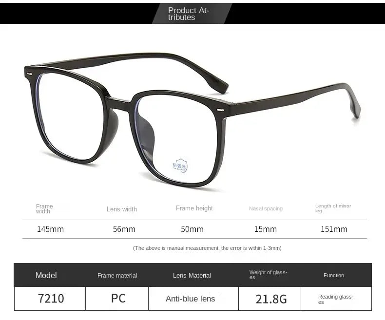 Lunette photochromique unisexe carrée