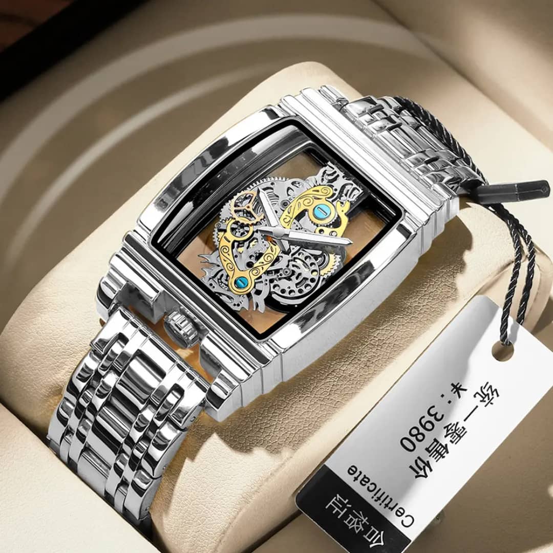 Montre squelette transparente