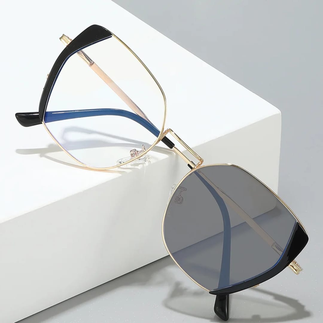 Luxe Geometric Cat-Eye Blue Light & Transition Glasses